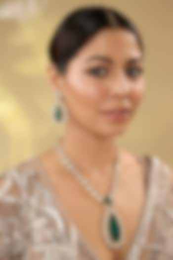 Gold Finish Kundan Polki Pendant Necklace Set by Auraa Trends at Pernia's Pop Up Shop