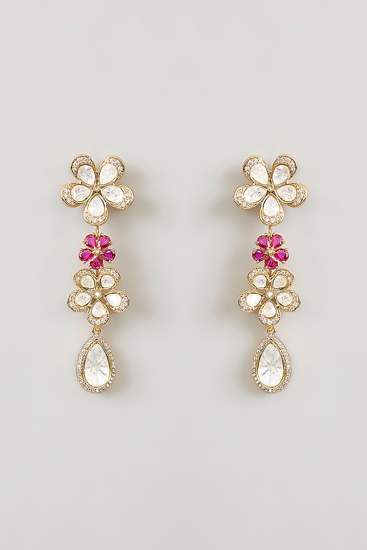 Gold Finish Kundan Polki Necklace Set by Aura Trends at Pernia's Pop Up Shop