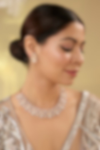 Gold Finish Crystal & Diamond Necklace Set by Auraa Trends at Pernia's Pop Up Shop