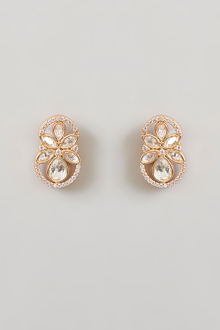 Gold Finish Crystal & Diamond Necklace Set by Aura Trends at Pernia's Pop Up Shop