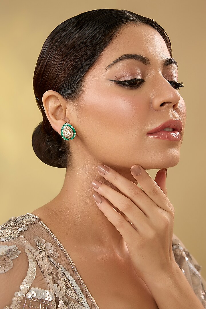 Black Rhodium Finish Pearl Stud Earrings by Auraa Trends at Pernia's Pop Up Shop