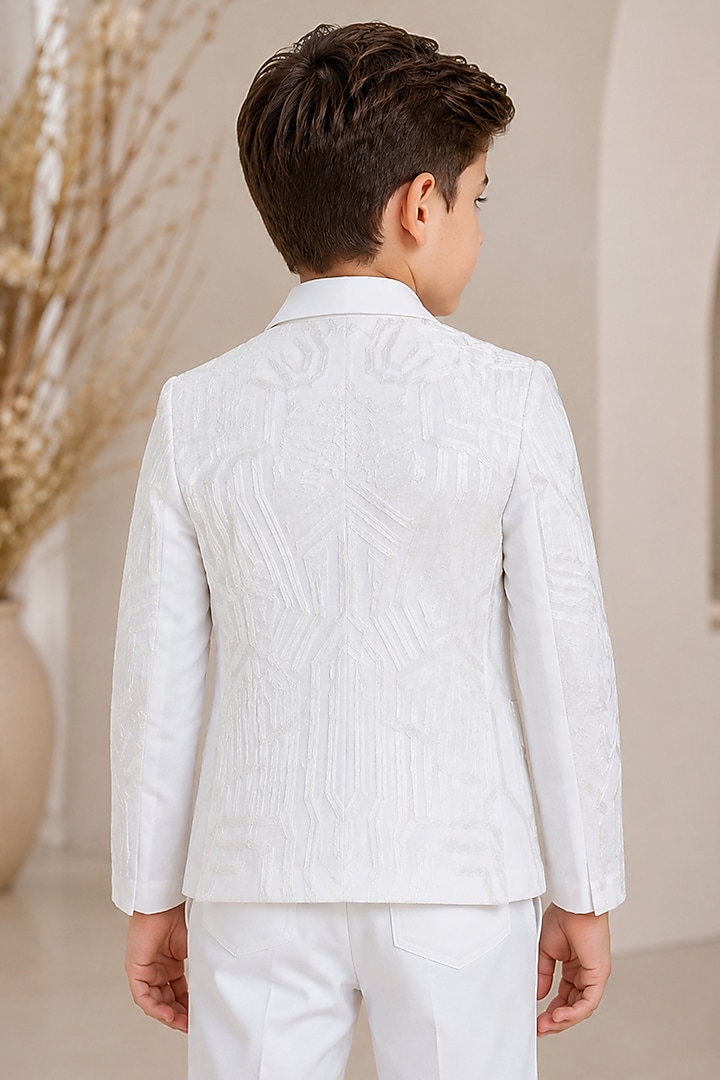 Ivory Linen Embroidered Jacket For Boys by Arun Verma Kids at Pernia's Pop Up Shop
