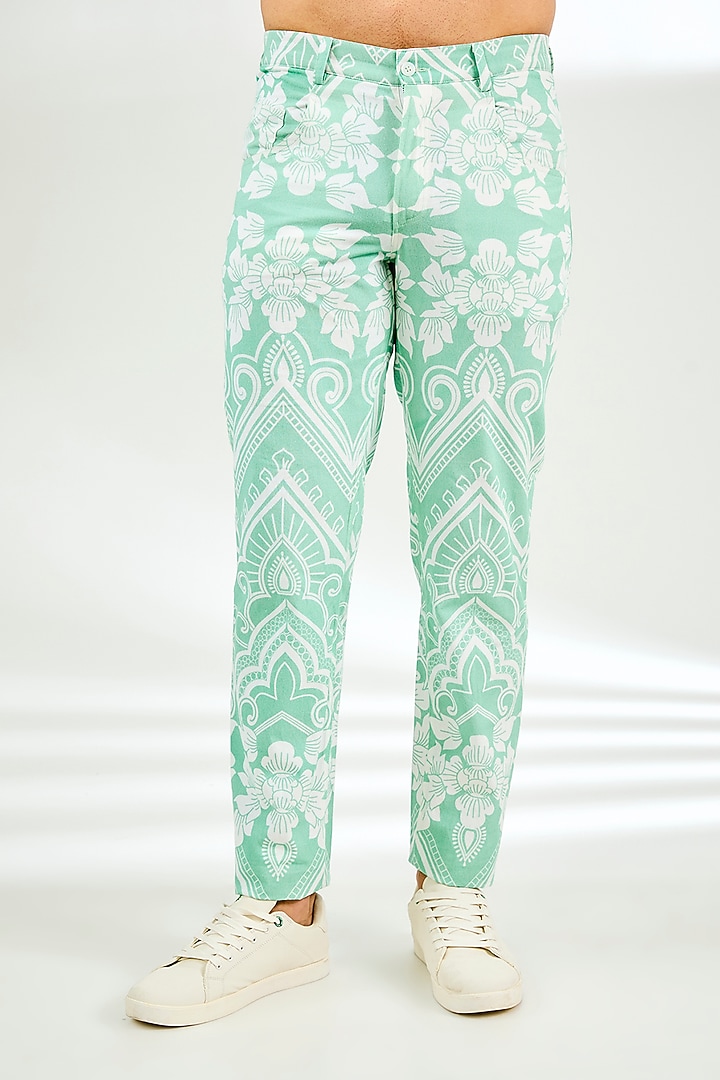 Green Twill Digital Printed Jacket Set by Arun Verma at Pernia's Pop Up Shop