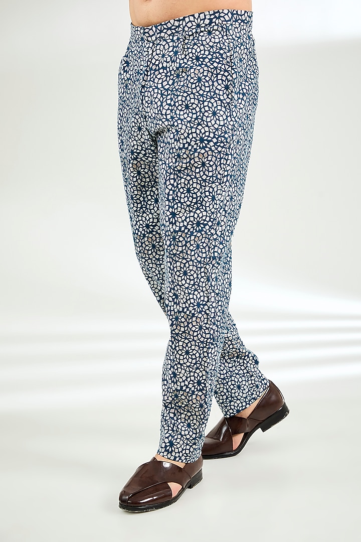 Blue Linen Digital Printed Co-Ord Set by Arun Verma at Pernia's Pop Up Shop