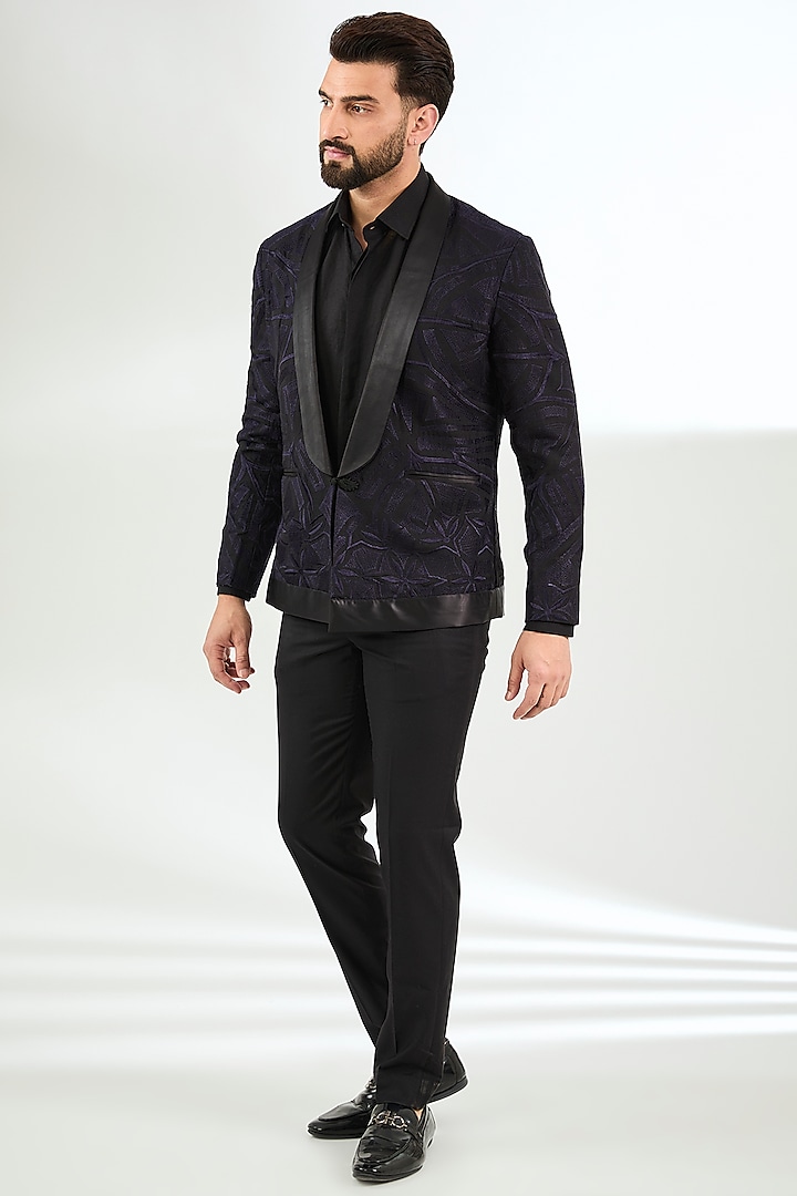 Black Silk Tuxedo Set by Arun Verma