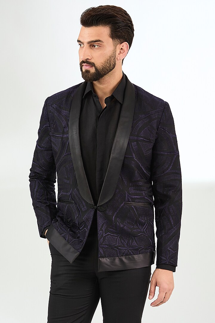 Black Silk Tuxedo Set by Arun Verma at Pernia's Pop Up Shop