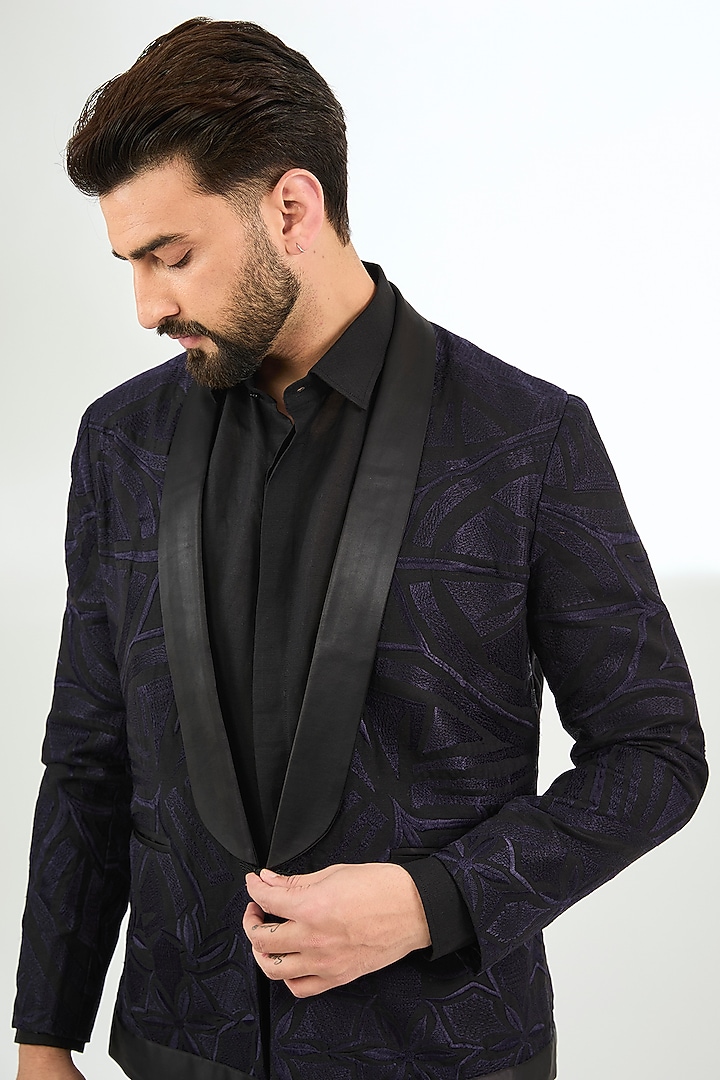 Black Silk Tuxedo Set by Arun Verma at Pernia's Pop Up Shop