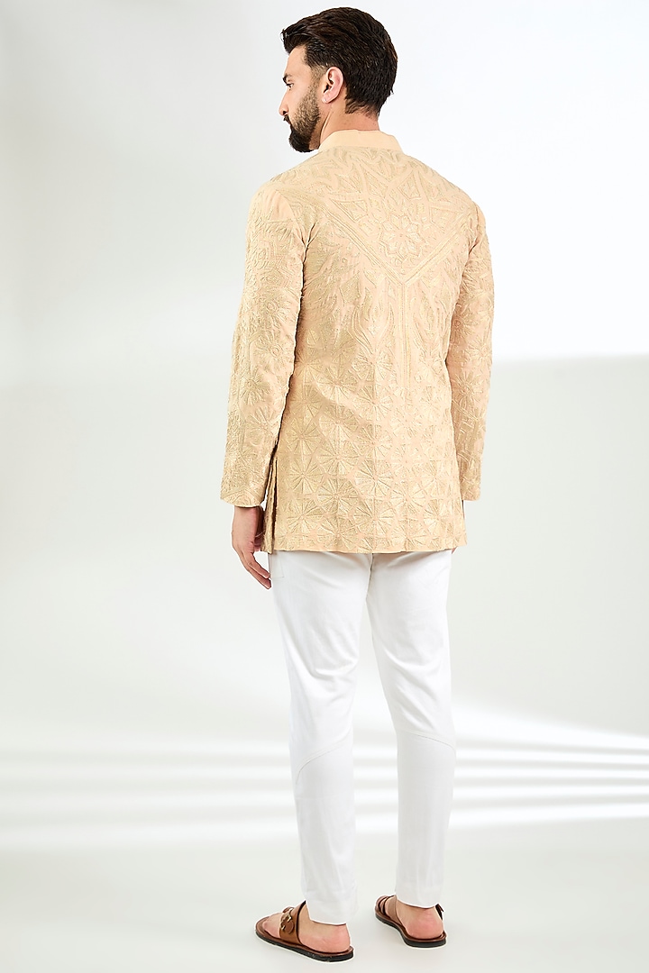 Rose Pink Chanderi Silk Embroidered Kurta by Arun Verma at Pernia's Pop Up Shop