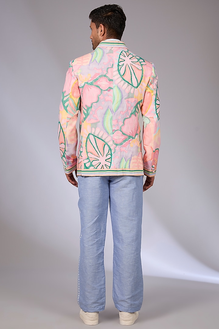 Multi-Colored Linen Digital Printed Jacket by Arun Verma at Pernia's Pop Up Shop