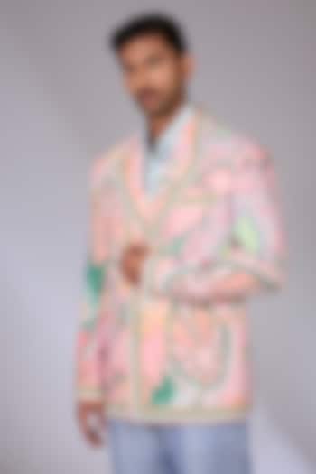 Multi-Colored Linen Digital Printed Jacket by Arun Verma