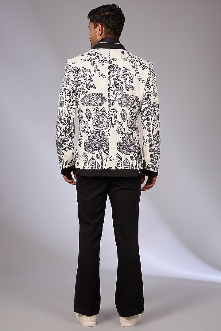 Black & White Linen Digital Printed Jacket by Arun Verma at Pernia's Pop Up Shop