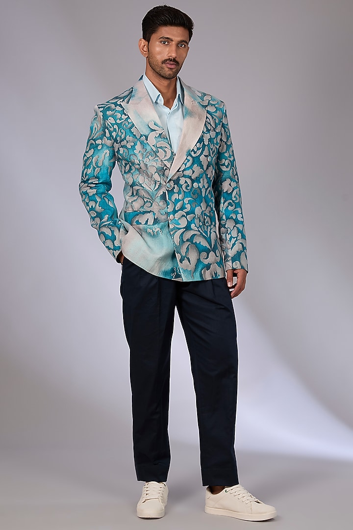 Multi-Colored Linen Digital Printed Jacket by Arun Verma at Pernia's Pop Up Shop