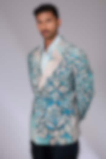 Multi-Colored Linen Digital Printed Jacket by Arun Verma