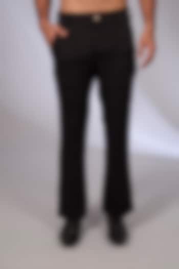 Black Japanese Fabric Bell-Bottom Pants by Arun Verma