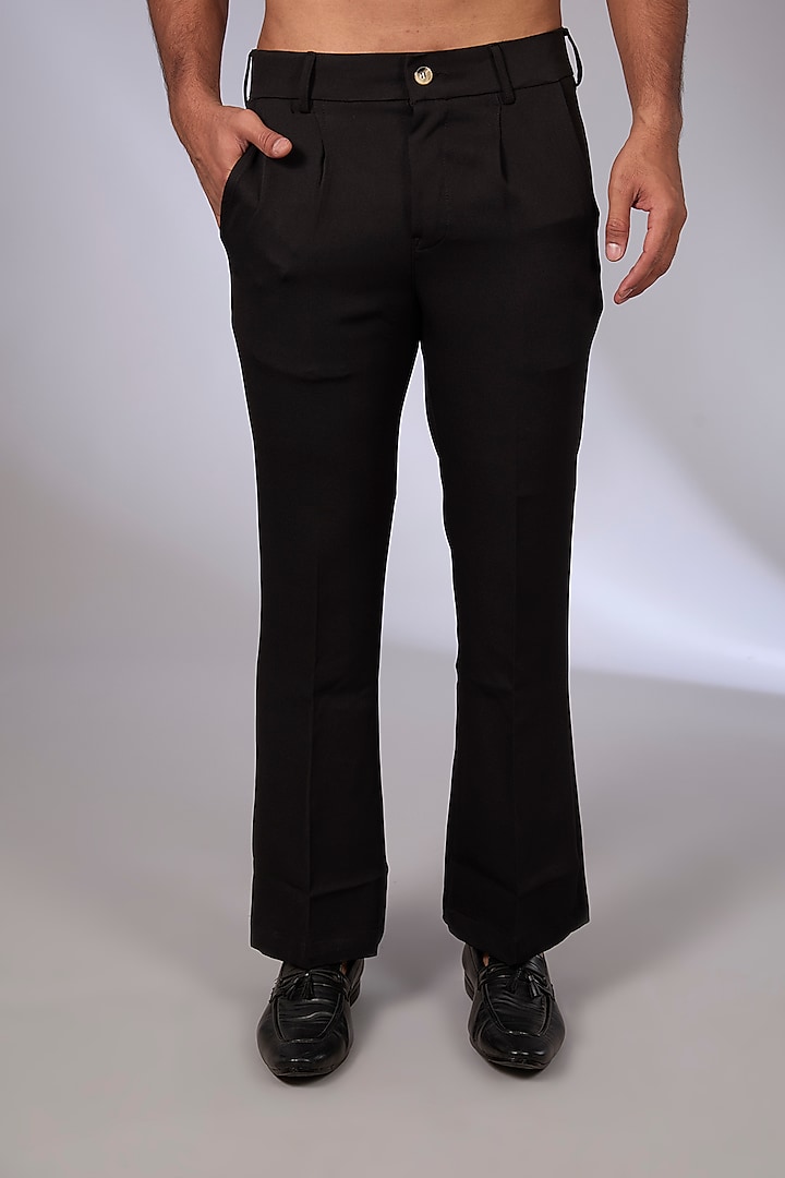 Black Japanese Fabric Bell-Bottom Pants by Arun Verma