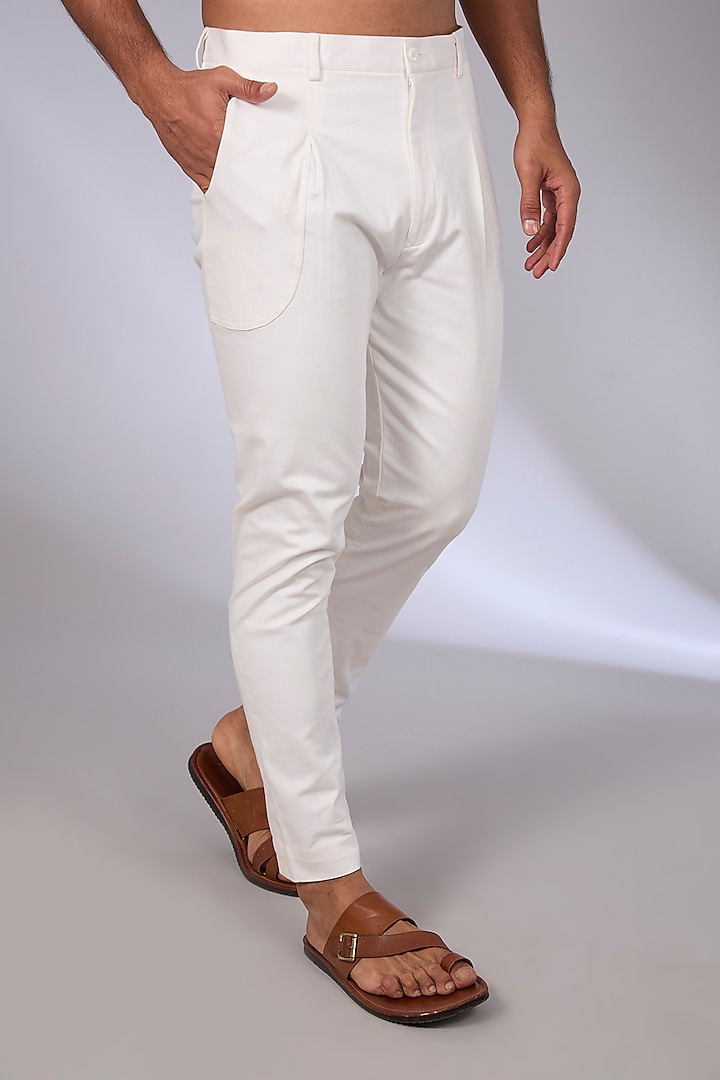 White Cotton Twill Pants by Arun Verma