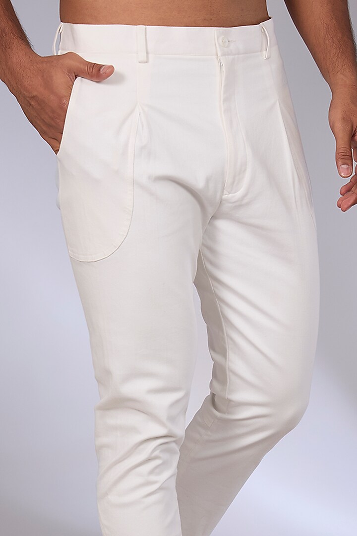 White Cotton Twill Pants by Arun Verma at Pernia's Pop Up Shop