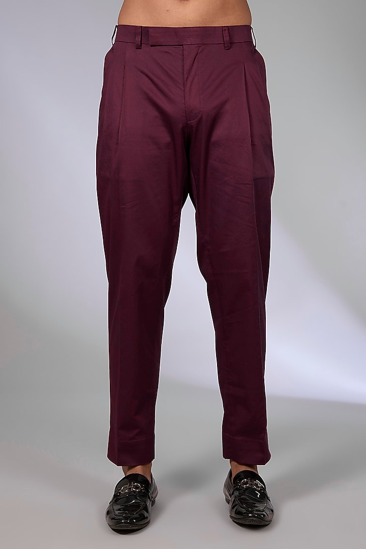 Wine Twill Patch Work Wedding Bandhgala Set by Arun Verma at Pernia's Pop Up Shop