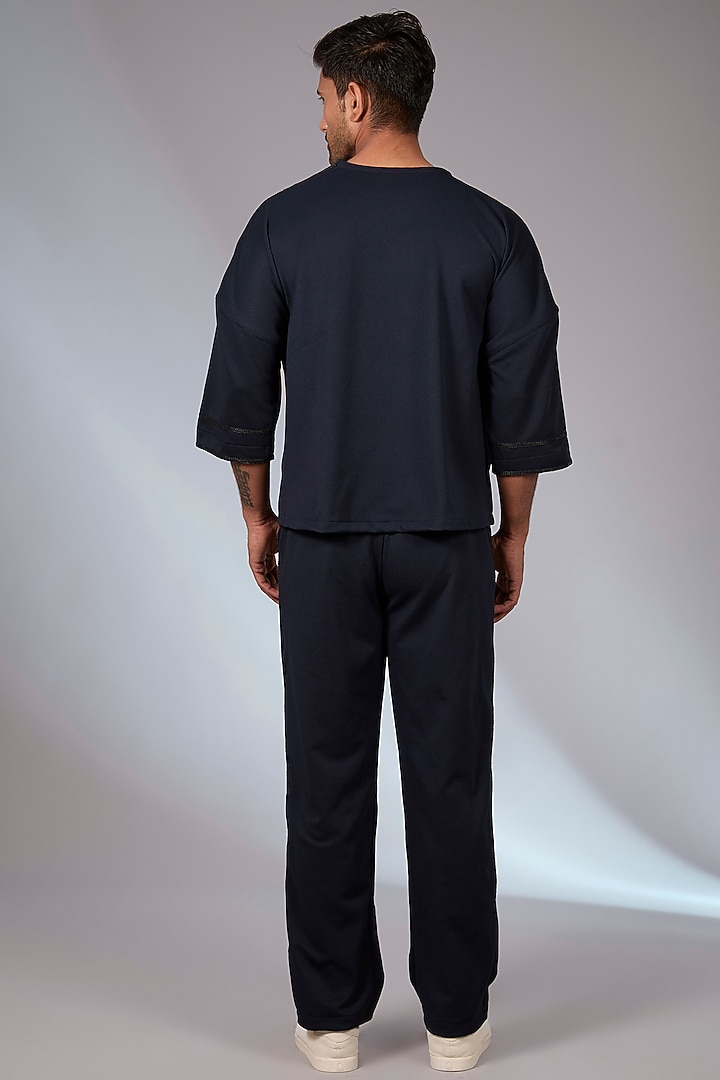 Navy Blue Knit Co-Ord Set by Arun Verma at Pernia's Pop Up Shop