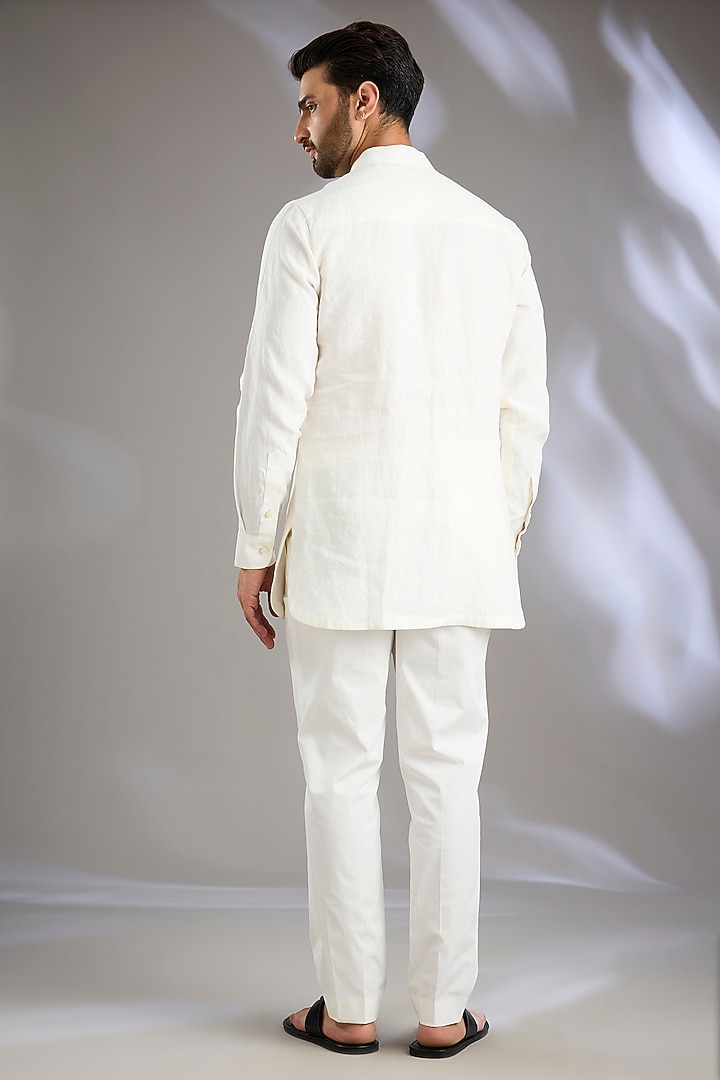 Ivory Linen Short Kurta by Arun Verma at Pernia's Pop Up Shop