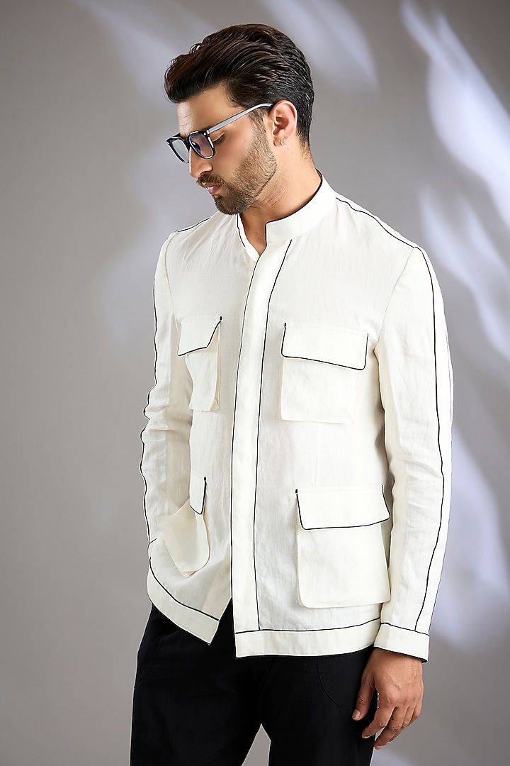 Ivory Linen Jacket by Arun Verma at Pernia's Pop Up Shop