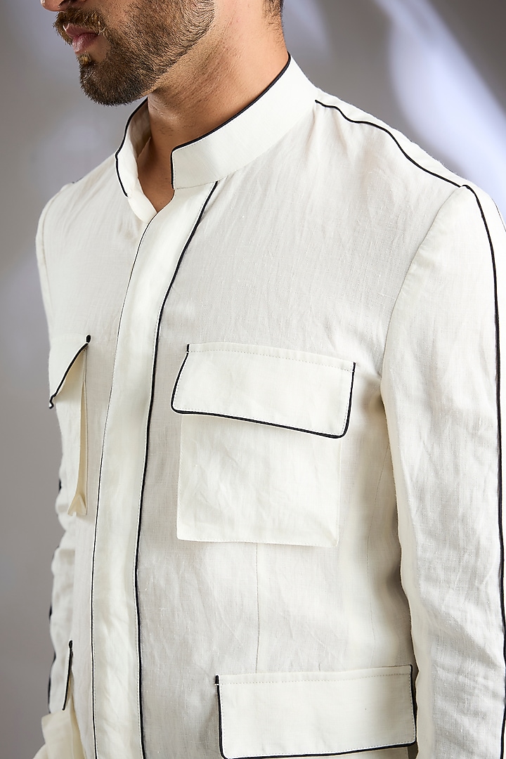 Ivory Linen Jacket by Arun Verma at Pernia's Pop Up Shop
