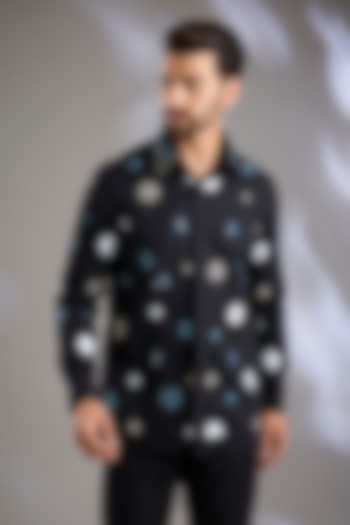 Black Poplin Wedding Shirt by Arun Verma at Pernia's Pop Up Shop