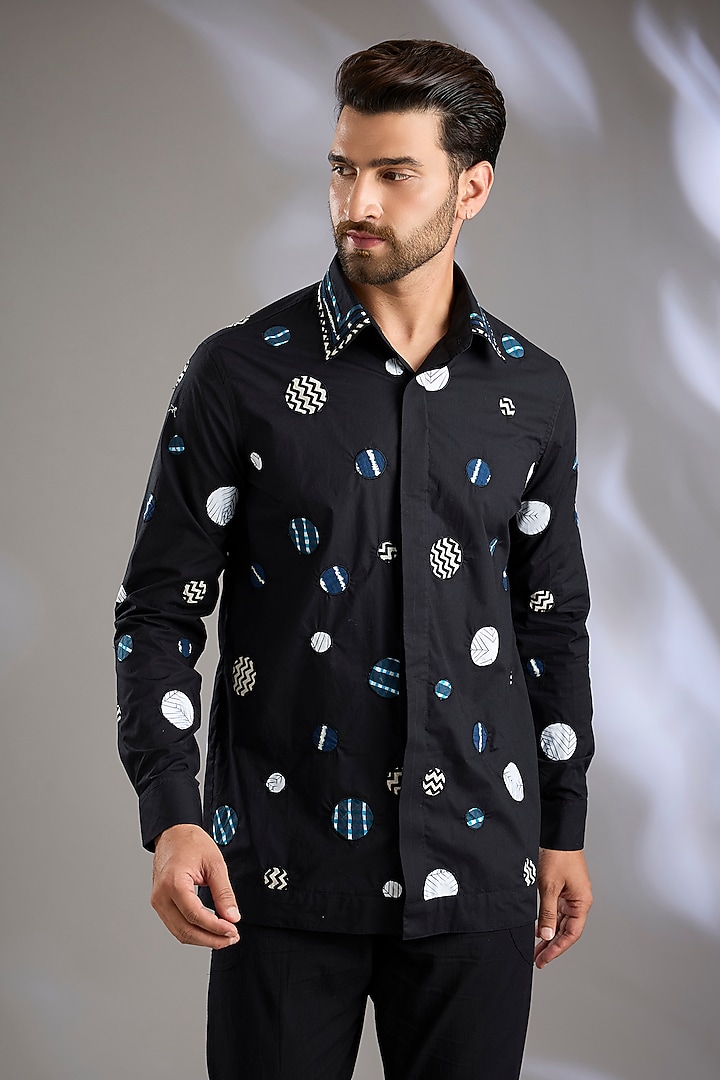 Black Poplin Wedding Shirt by Arun Verma at Pernia's Pop Up Shop