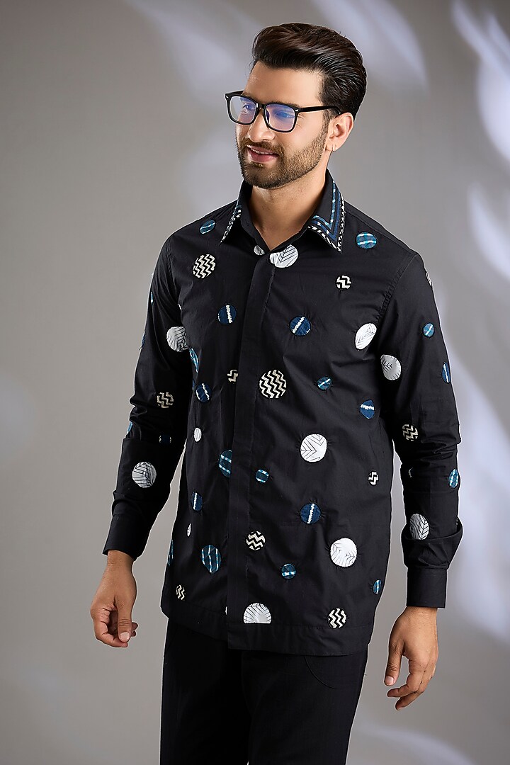 Black Poplin Wedding Shirt by Arun Verma at Pernia's Pop Up Shop