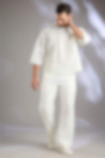 Ivory Linen Embroidered Co-Ord Set by Arun Verma at Pernia's Pop Up Shop
