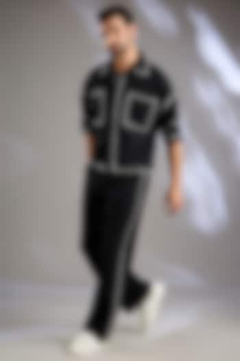 Black Italian Micro Resham Embroidered Co-Ord Set by Arun Verma at Pernia's Pop Up Shop