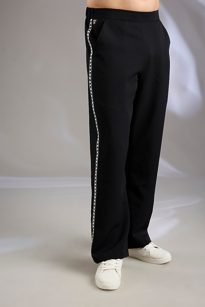 Black Italian Micro Resham Embroidered Co-Ord Set by Arun Verma at Pernia's Pop Up Shop