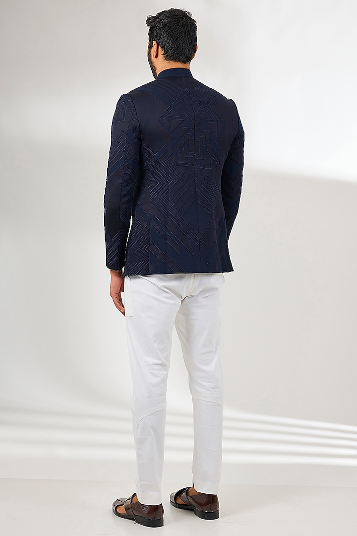 Indigo Micro Embroidered Wedding Bandhgala by Arun Verma at Pernia's Pop Up Shop
