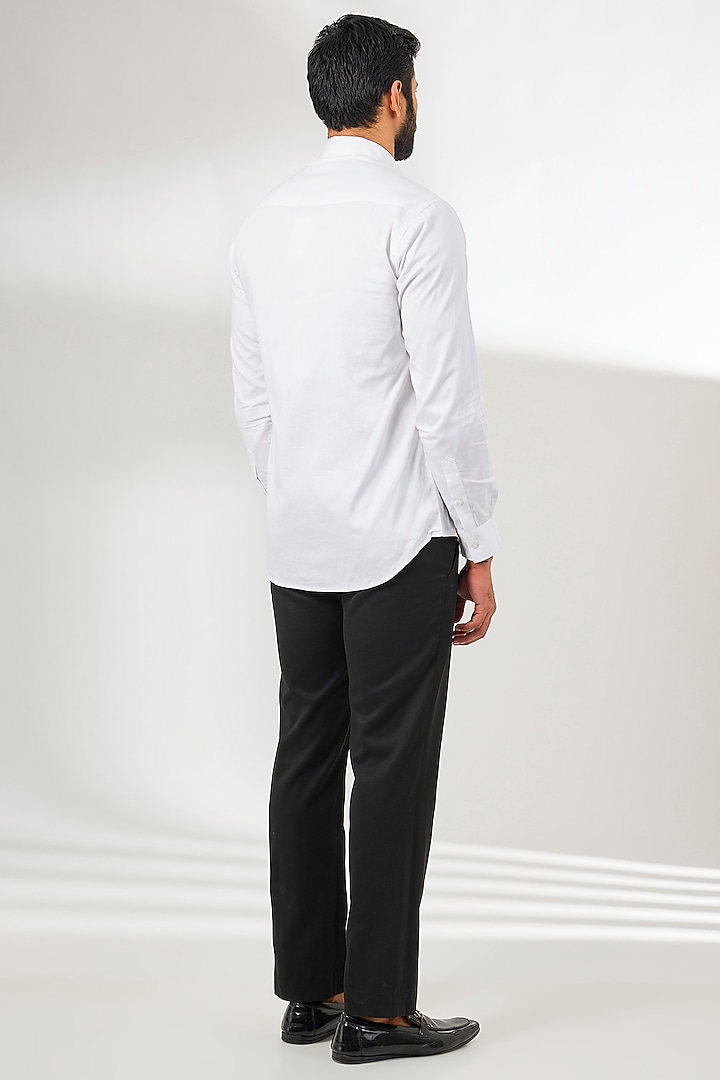 White Cotton Thread Embroidered Party Wear Shirt by Arun Verma at Pernia's Pop Up Shop