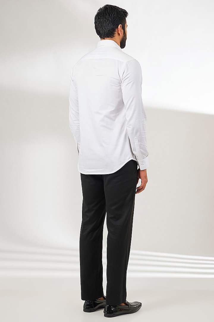 White Cotton Thread Embroidered Party Wear Shirt by Arun Verma at Pernia's Pop Up Shop