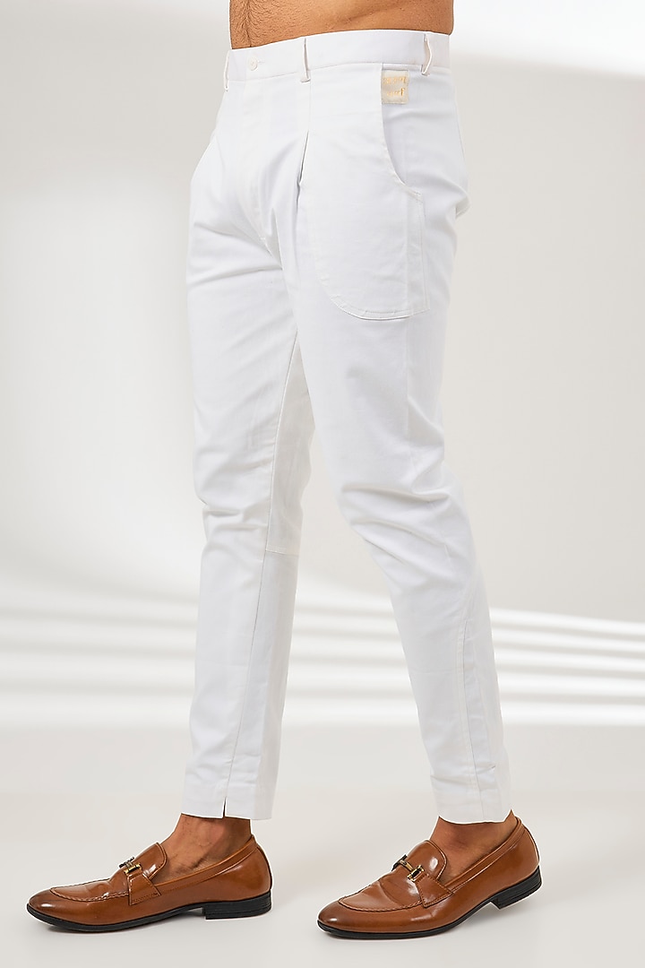 White Cotton Twill Trousers by Arun Verma at Pernia's Pop Up Shop
