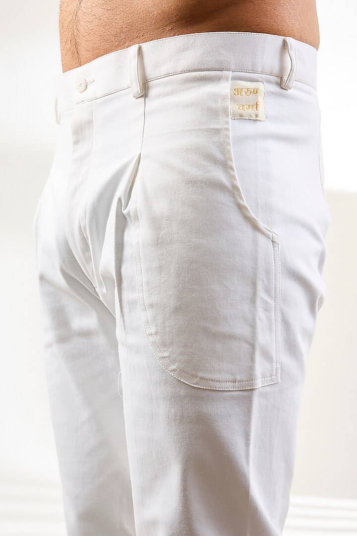 White Cotton Twill Trousers by Arun Verma at Pernia's Pop Up Shop