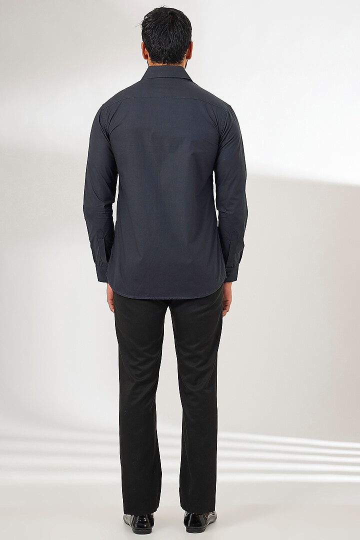 Grey Cotton Satin Applique Embroidered Party Wear Shirt by Arun Verma at Pernia's Pop Up Shop