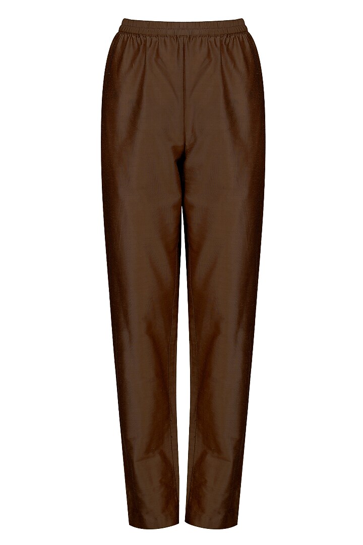 Brown laser cut embroidered tunic with pants available only at Pernia's Pop Up Shop.