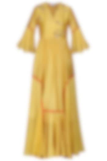 Yellow Embroidered Anarkali Gown by AUR