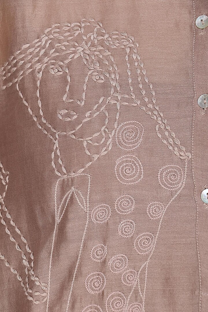 Brown embroidered tunic with pants available only at Pernia's Pop Up Shop.