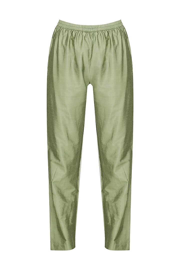 Green laser cut embroidered tunic with pants available only at Pernia's Pop Up Shop.