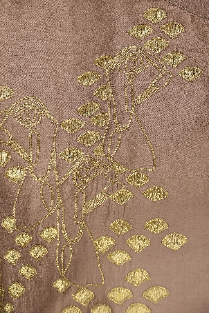 Brown zari embroidered tunic with pants available only at Pernia's Pop Up Shop.