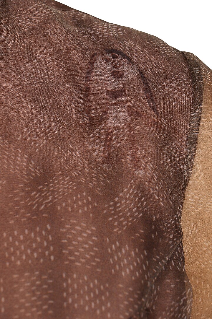 Brown digital printed jacket with tunic available only at Pernia's Pop Up Shop.