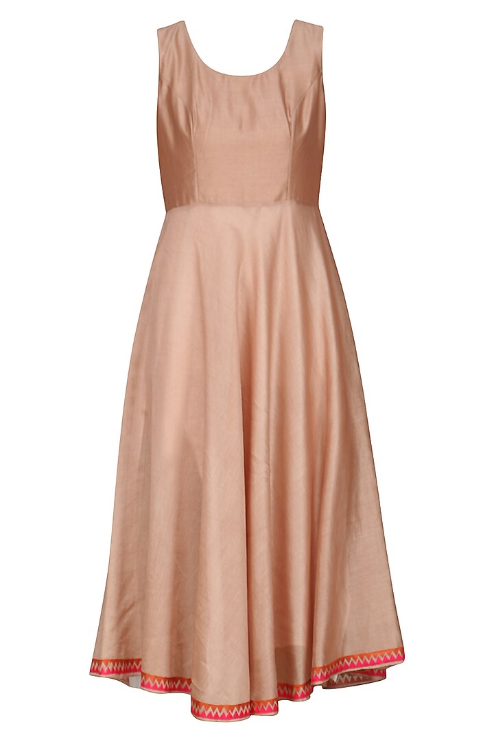 Dark peach embroidered anarkali gown available only at Pernia's Pop Up Shop.