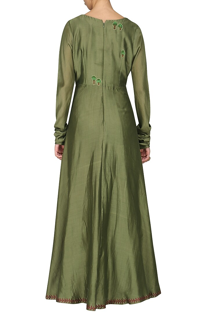 Green embroidered anarkali gown available only at Pernia's Pop Up Shop.