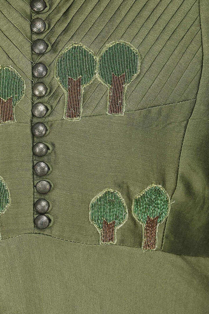 Green embroidered anarkali gown available only at Pernia's Pop Up Shop.