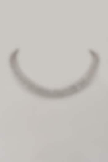 White Rhodium Finish Cubic Zirconia Handcrafted Necklace In Sterling Silver by Aurashni at Pernia's Pop Up Shop