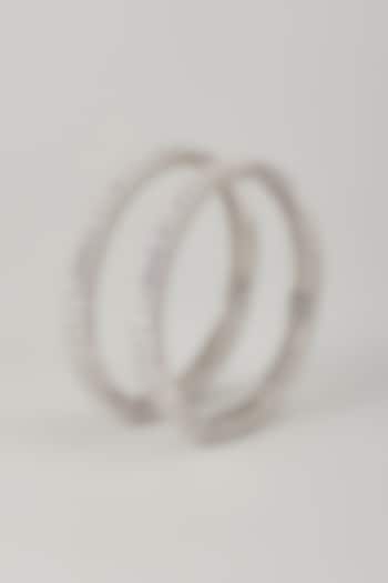 White Rhodium Finish Cubic Zirconia Handcrafted Bangles In Sterling Silver by Aurashni at Pernia's Pop Up Shop