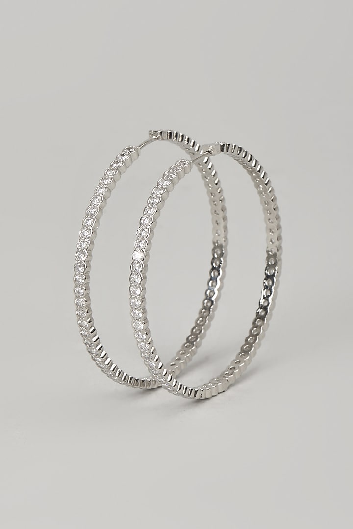 White Rhodium Finish Cubic Zirconia Handcrafted Bangles In Sterling Silver by Aurashni at Pernia's Pop Up Shop